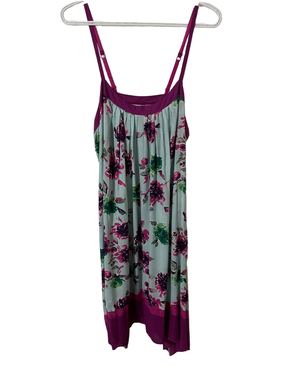 DKNY Floral Midi Dress with Magenta Trim Size XL